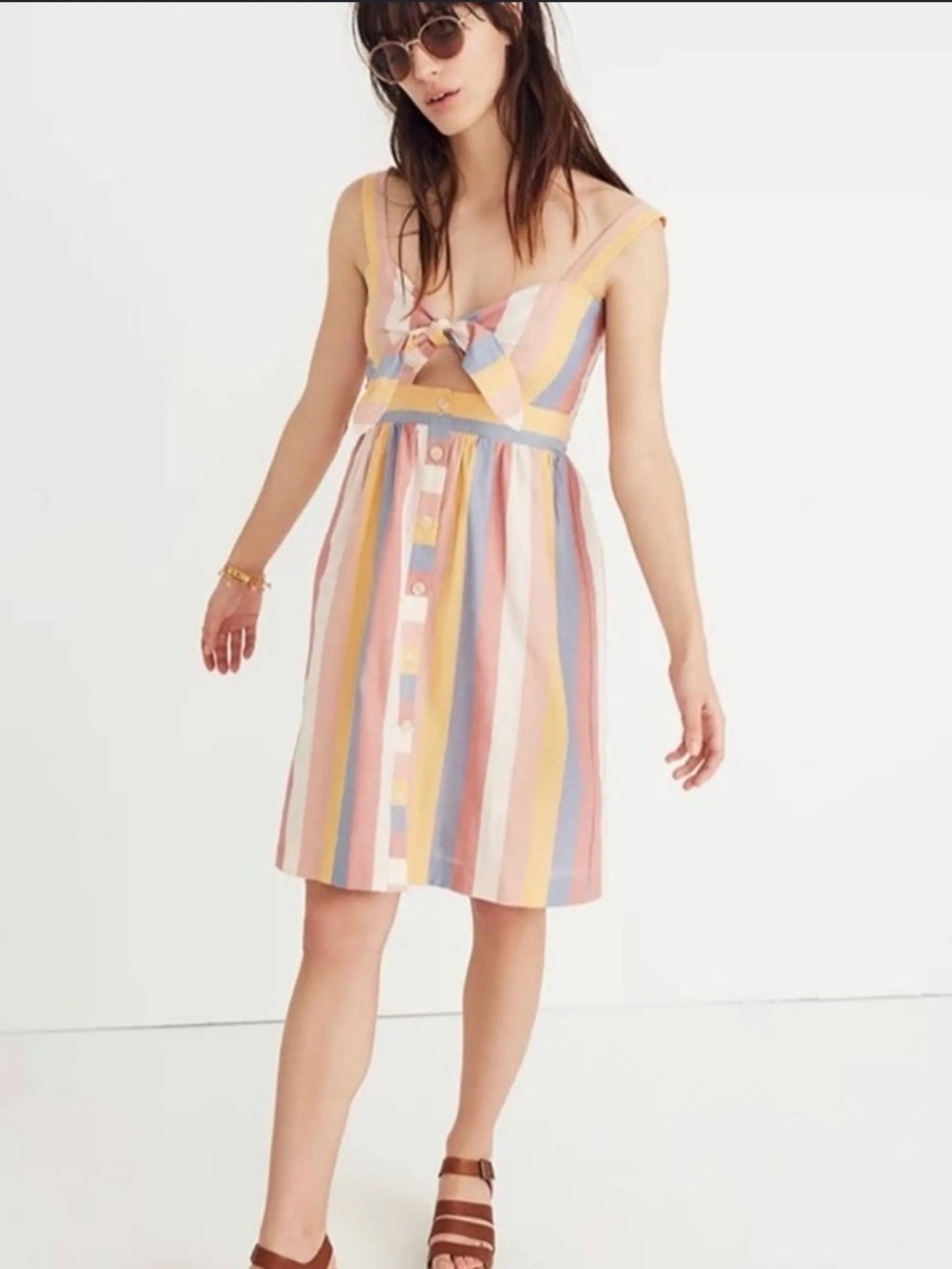 Madewell Multi-Stripe Tie-Front Mini Dress